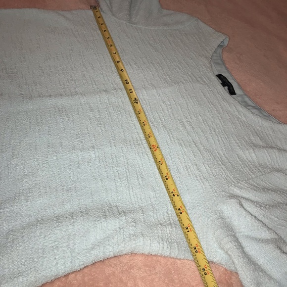 ❤️ Banana Republic Soft Teal Ruffled Elbow Sleeve Textured Top. Sz XL. - Picture 5 of 7